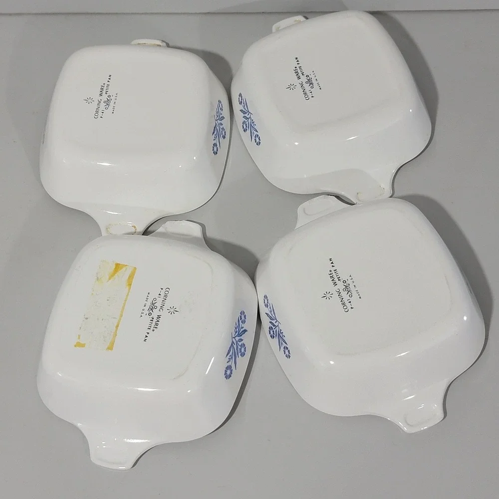 Vintage Corning Ware Blue Cornflower P-41 Petite Pan Set of 4 Square 1.75 Cup